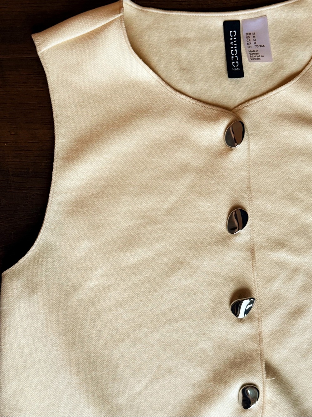 Divided Butter Yellow Minimalist Button Front Vest Top | Size M - Picture 3 of 5